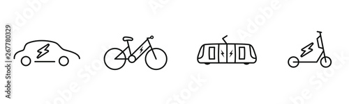 4 outline green transportation vector icons pack