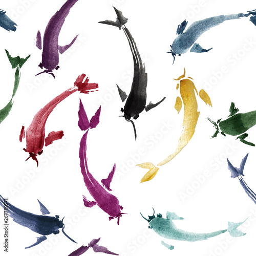japanese carps watercolor