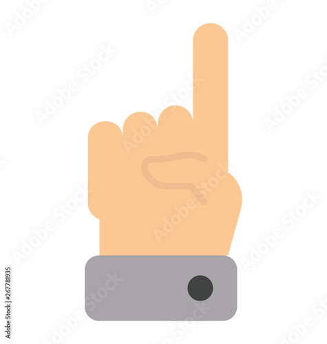 Raised finger icon in flat design.