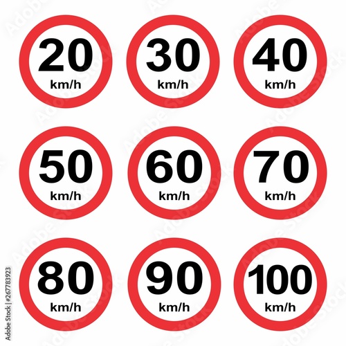 Set speed limit signs