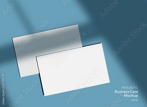 Mockup branding business cards template with vector shadow effects.