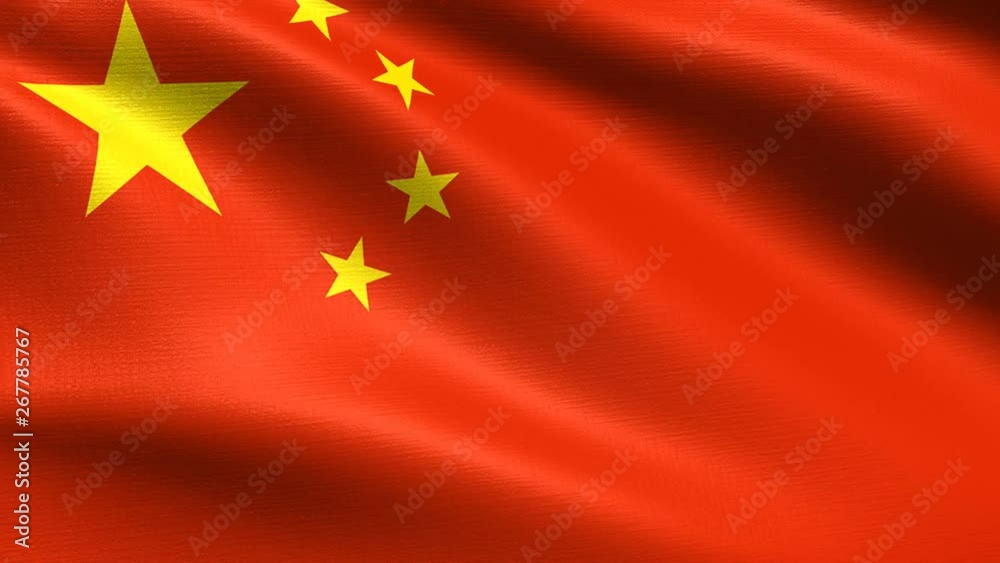 Realistic flag of China, Seamless looping with highly detailed fabric texture, 4k resolution Realistic flag of China, Seamless looping with highly detailed fabric texture, 4k resolution