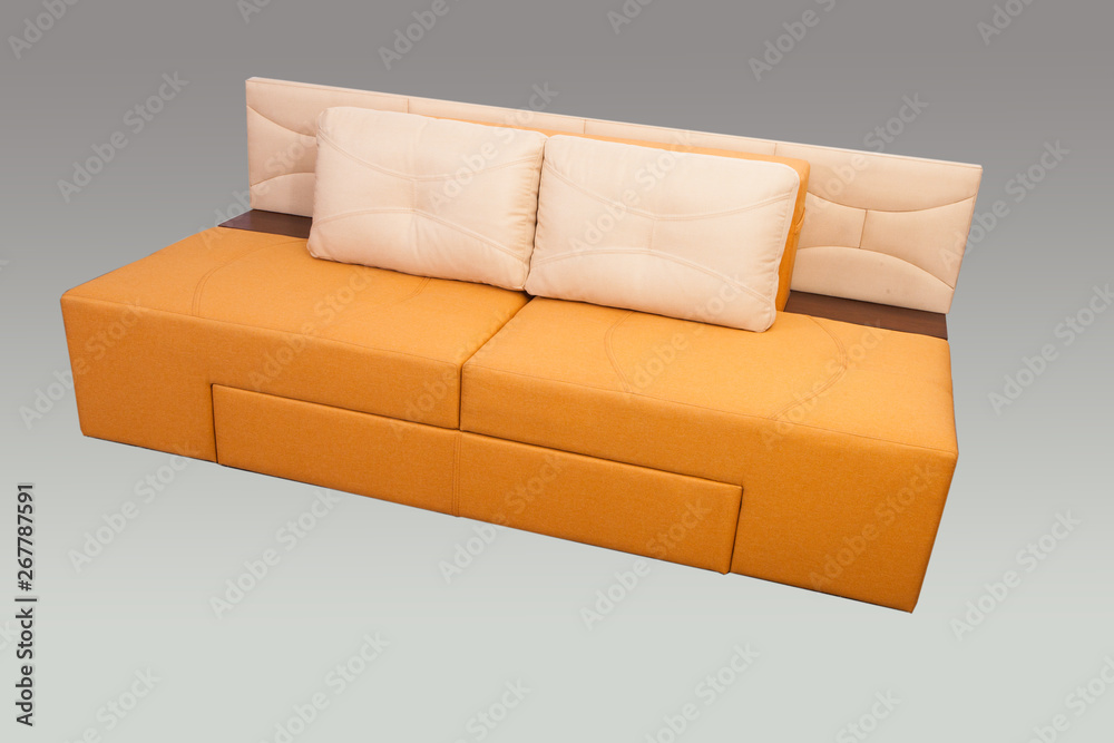 Naklejka premium Modern home furniture. Sofa tranformer on a gray background.