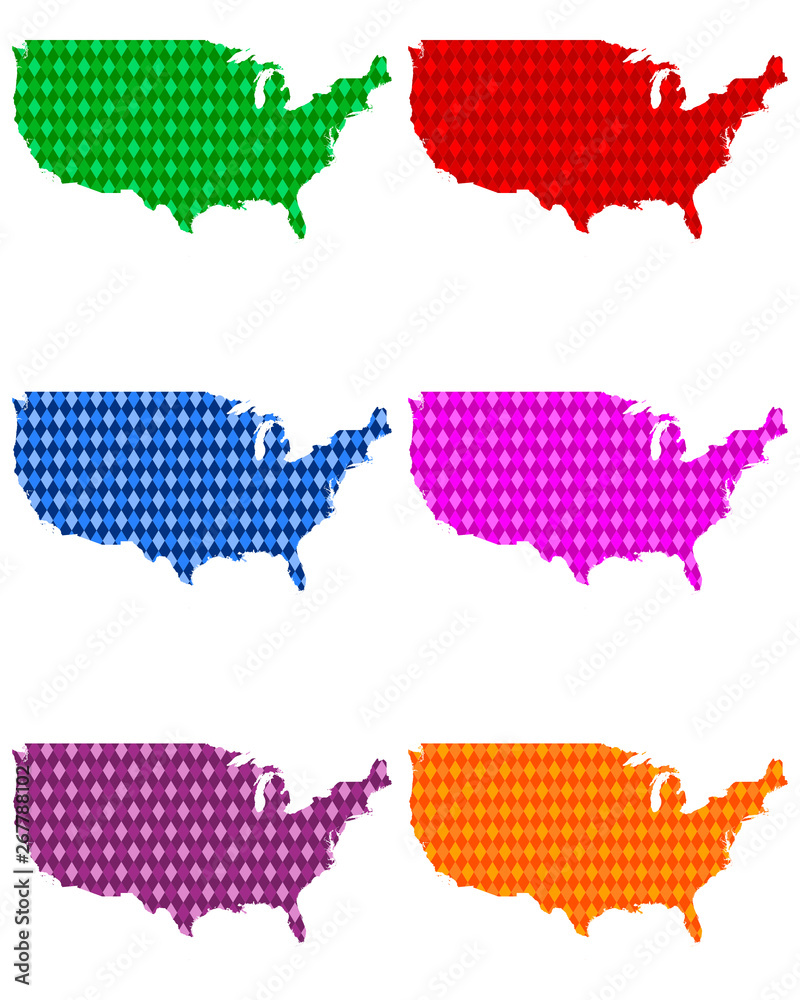 Karten der USA mit farbigen Rauten