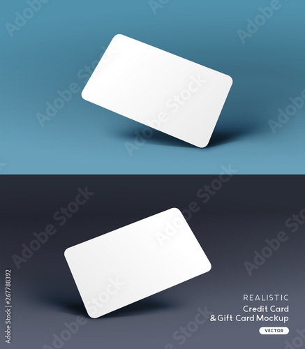 A realistic business credit / gift card placeholder mockup stationary layout with shadow effects. Vector illustration
