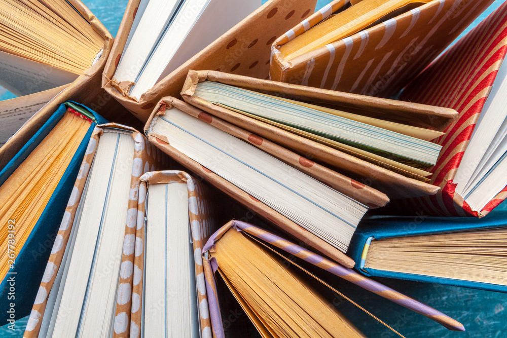 Fototapeta premium Many Books Piles.