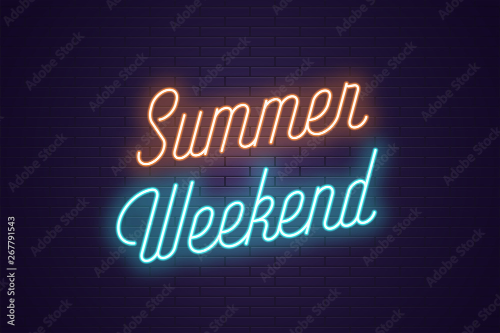 Obraz premium Neon lettering of Summer Weekend. Glowing text