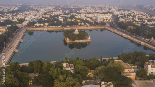 Madurai Vandiyur Mariamman Teppakulam temple, 4k aerial hyperlapse photo