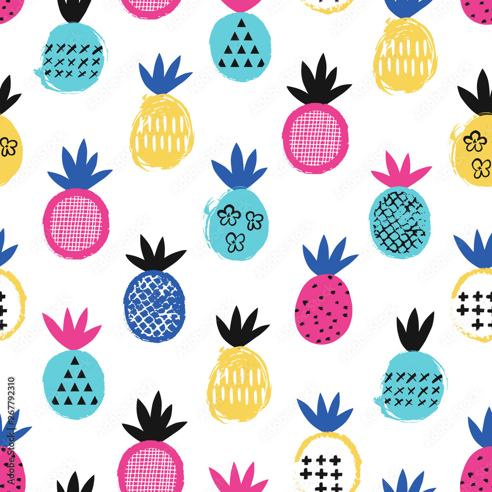 Pineapple seamless pattern. Kid design. Vector illustration. Pineapple seamless pattern. Kid design. Vector illustration.