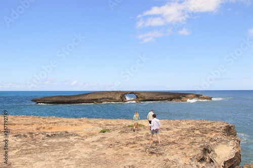Rocky coast line of Laie Point  a popular tourist attraction on the North Shore of Oahu  Hawaii