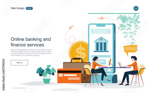 Flat design.Concept online payment  for web page.Confirm payment online payment, Online banking.Vector illustration.