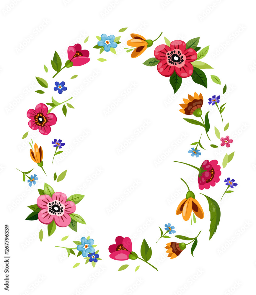 Oval flower frame for invitation, greeting card Oval flower frame for invitation, greeting card