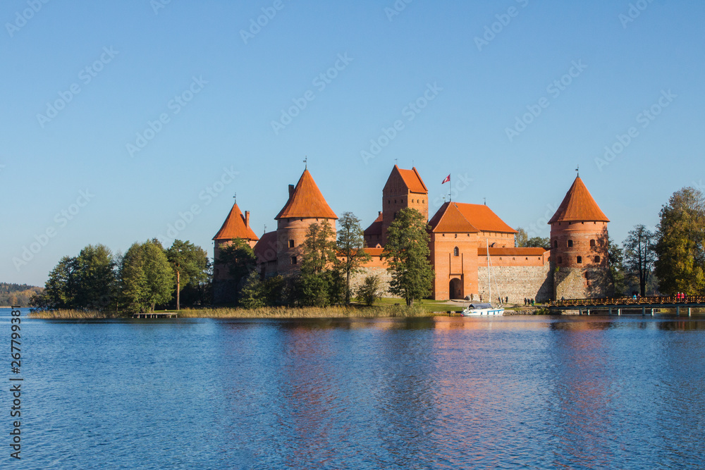 Trakai Castle on the island in the middle of the lake. Lithuania
