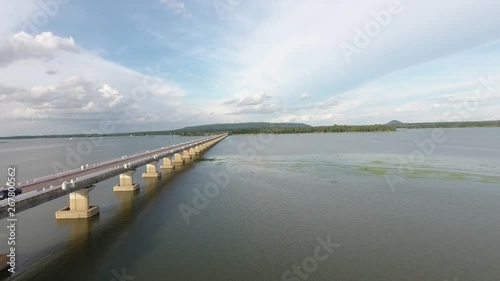Wallpaper Mural Aerial views from above Thep Sada Bridge the Deja Vu Bridge, 2-lane reinforced concrete bridge across Lam Pao Dam at Kalasin,Thailand Torontodigital.ca