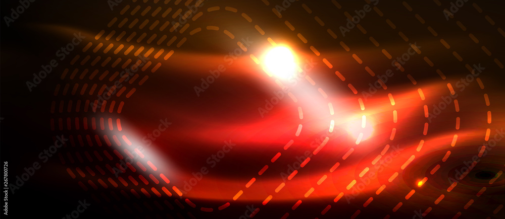 Neon square shapes lines on glowing light background Neon square shapes lines on glowing light background