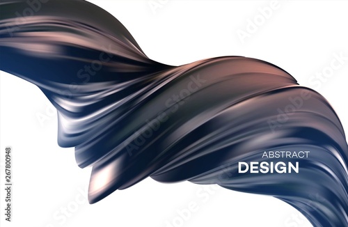 Fluid poster design. Abstract 3d shape template. Vector illustration