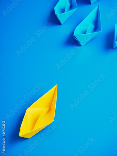 Concept business ship boat blue background