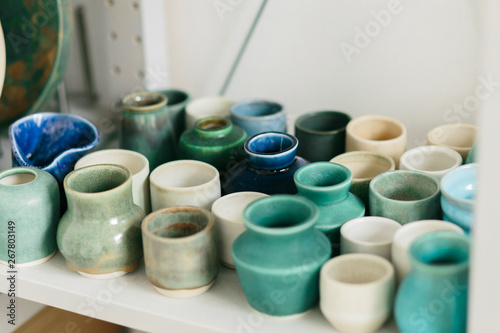 Ceramic mug made on a Potter s wheel in the workshop