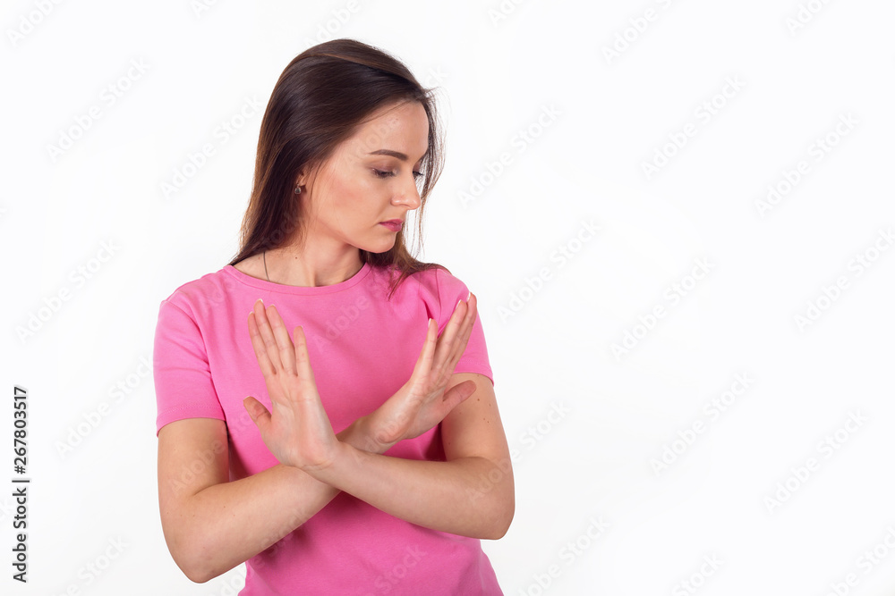 Gesture refusal, Woman resist. Renouncement. Gesture refusal, Woman resist. Renouncement.