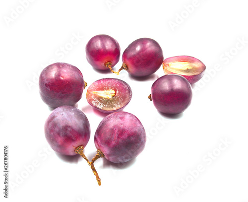 Grapes fruits group cut half from peru isolated white background 