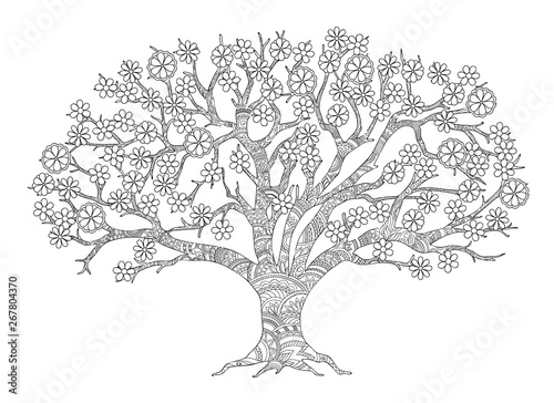 zen patterned apple tree with blossom