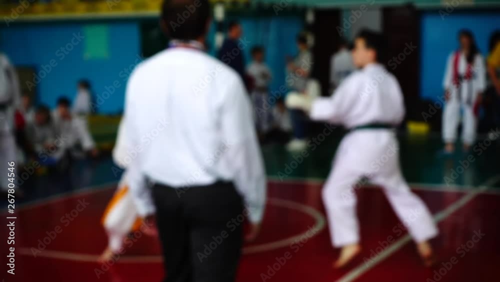 Karate competitions. Out of focus. Slow motion. Karate competitions. Out of focus. Slow motion.