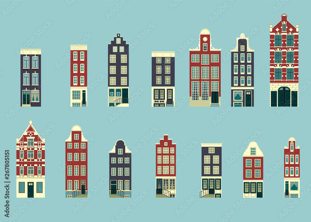 Set in a typical Holland buildings, the variation of architecture in flat design