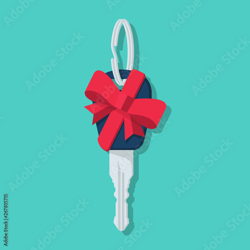 Car key gift. Auto prize flat icon