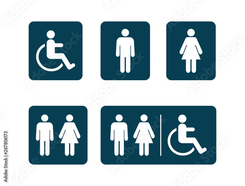 Washroom symbols collection. Male washroom sign. Female washroom sign. Vector