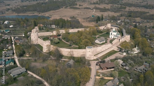 Aerial view of Izborsk fortress photo