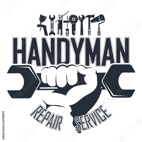 Handyman with a tool for business symbol