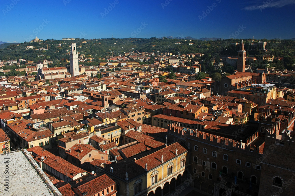 Panorama of the ancient medieval city of Verona, Italy