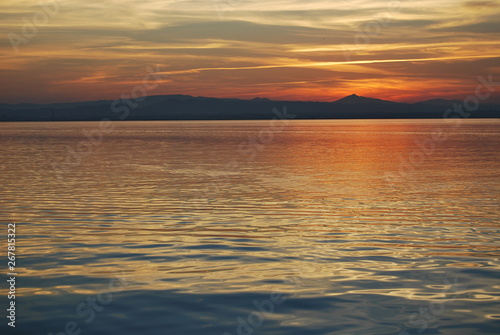 Sunset in the mediterranean lake