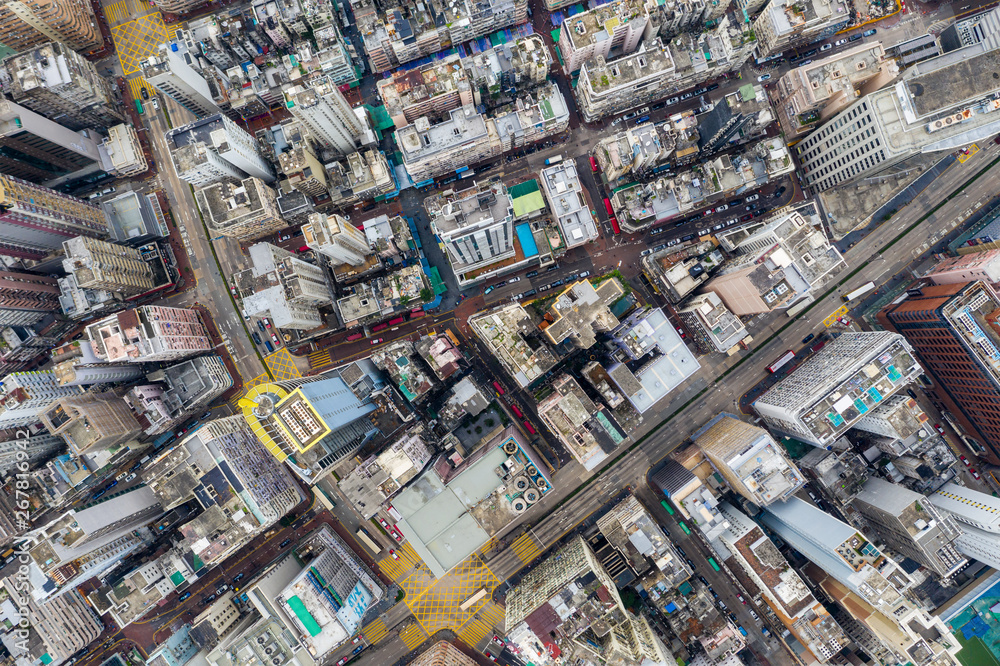 Aerial view of Hong Kong city