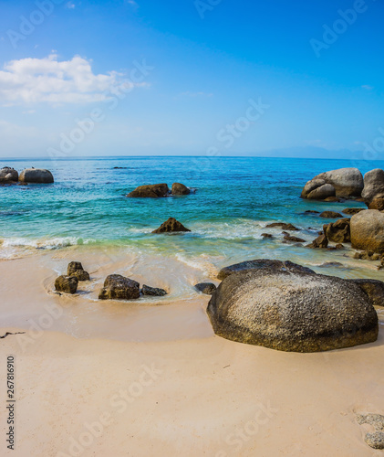 The boulders on beach of the Atlantic Ocean