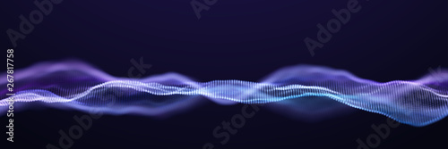 Abstract Blue Particle Waves Surface Background