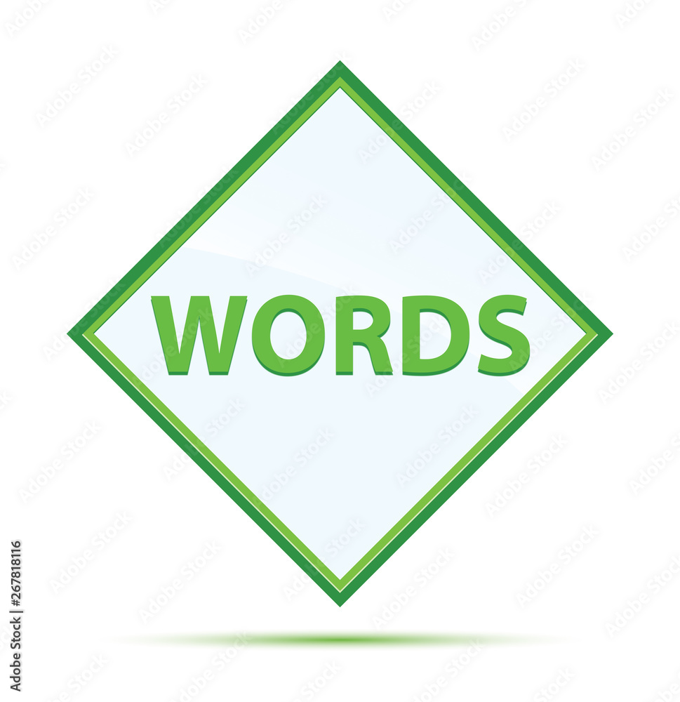 Words modern abstract green diamond button Words modern abstract green diamond button