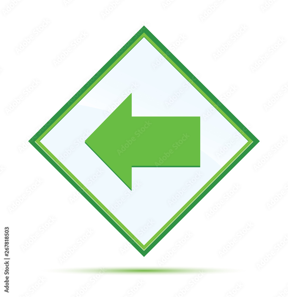 Back icon modern abstract green diamond button Back icon modern abstract green diamond button
