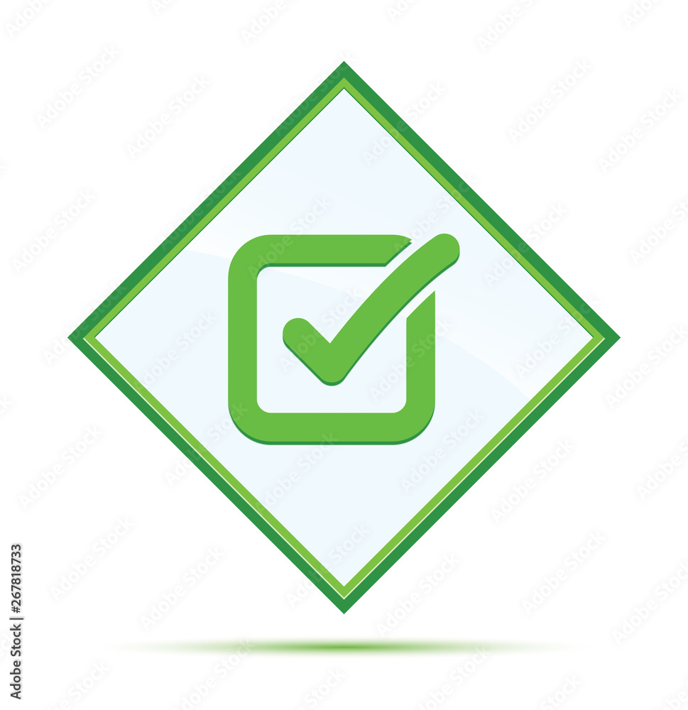 Check box icon modern abstract green diamond button Check box icon modern abstract green diamond button