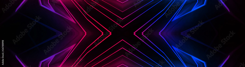 Fototapeta premium Abstract background neon with lines and glow