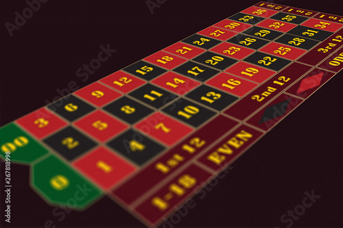 American Roulette Table perspective raster illustration, shallow DoF