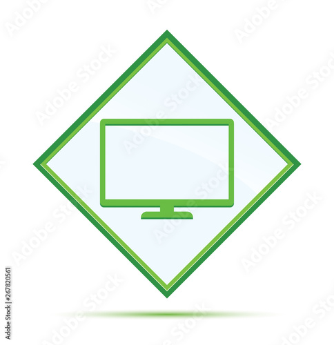 Monitor icon modern abstract green diamond button