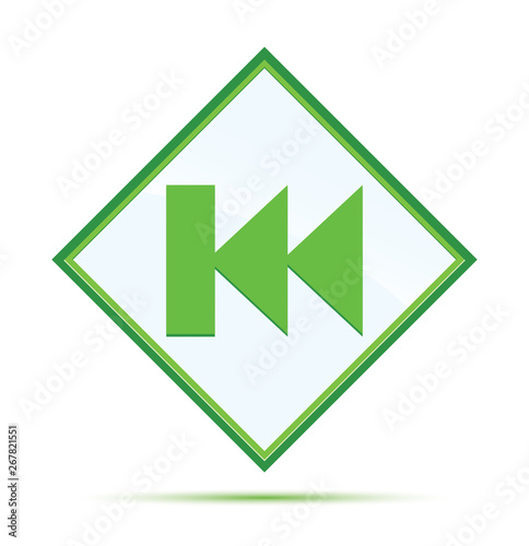 Previous track playlist icon modern abstract green diamond button