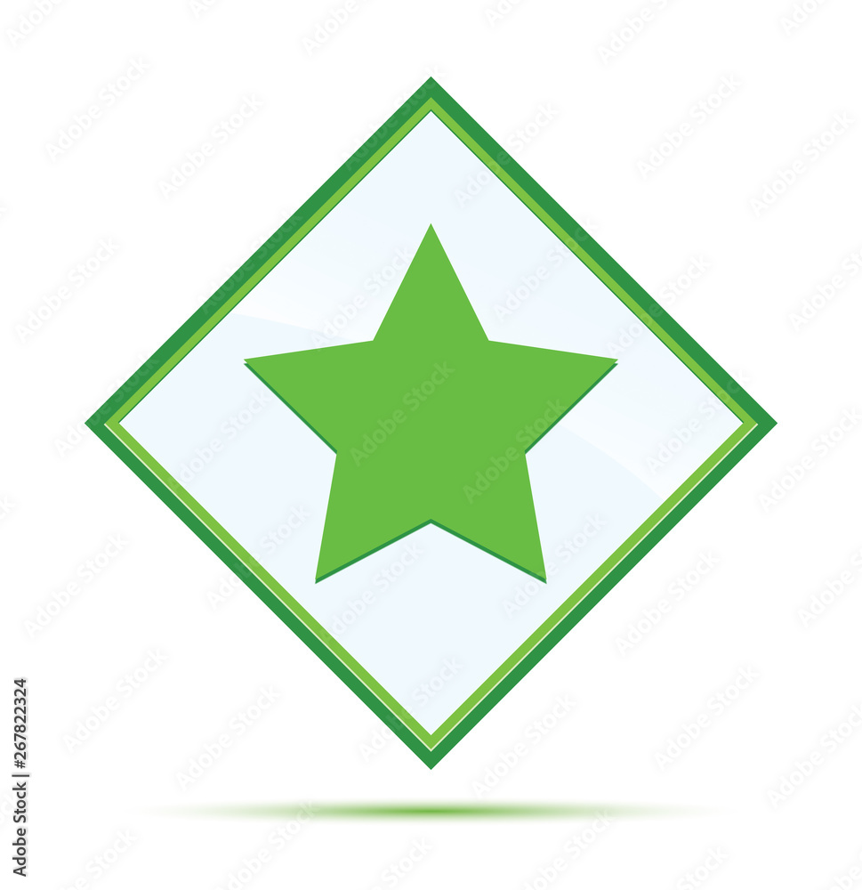 Star icon modern abstract green diamond button Star icon modern abstract green diamond button