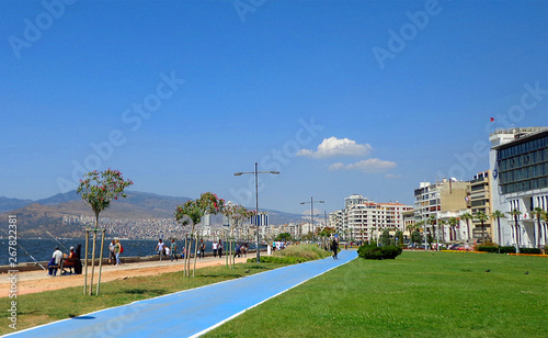 Izmir, Turkey, Kordon sea coast in summer in Alsancak town photo