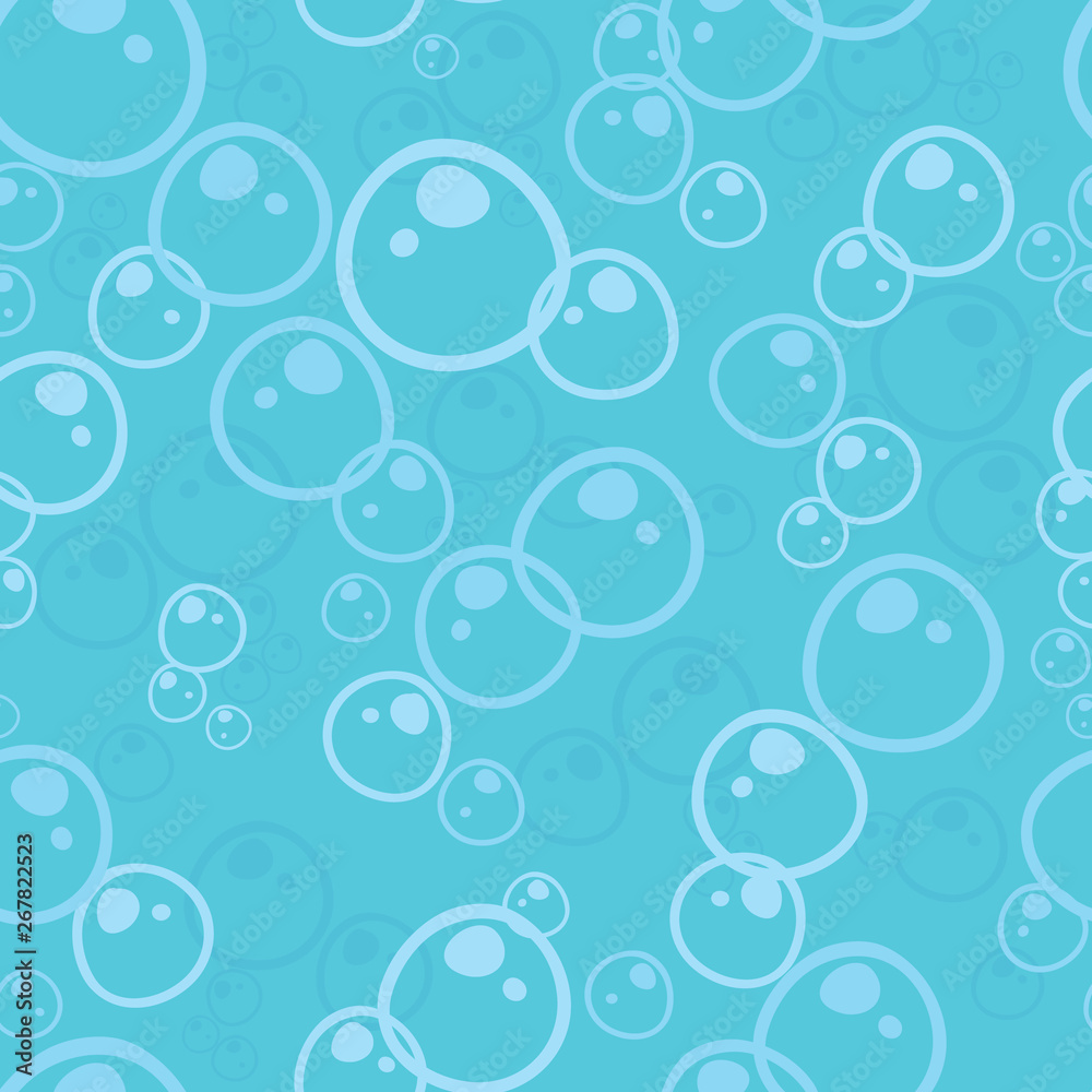 Vector floating blue bubbles seamless pattern texture background. Perfect for wallpaper, scrapbooking, invitations, or fabric 