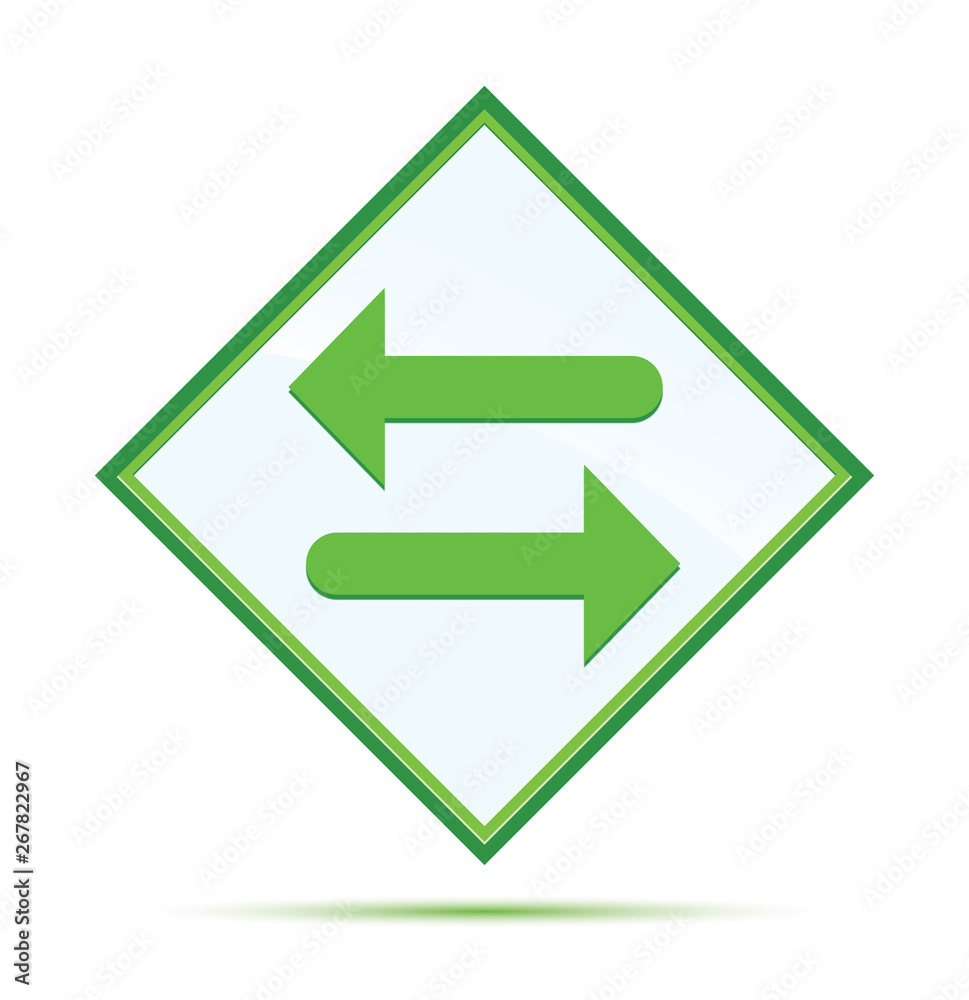 Transfer arrow icon modern abstract green diamond button Transfer arrow icon modern abstract green diamond button