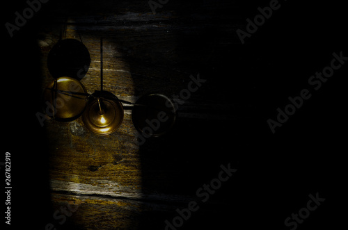 Gold balance, brass, weight balance.Justice concept.do not focus on objects.