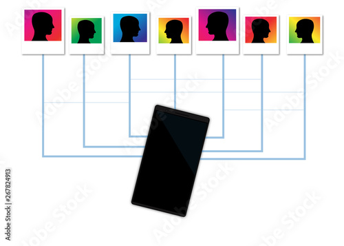 People connected online through the mobile phone 