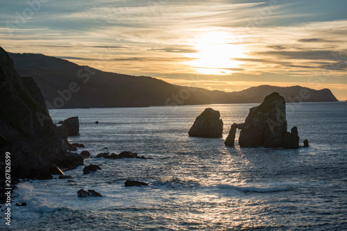 Zoom view of gaztelugatxe coast in basque country